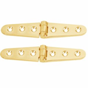 Image 1: Whitecap Strap Hinge - Polished Brass - 6" x 1-1/8" - Pair