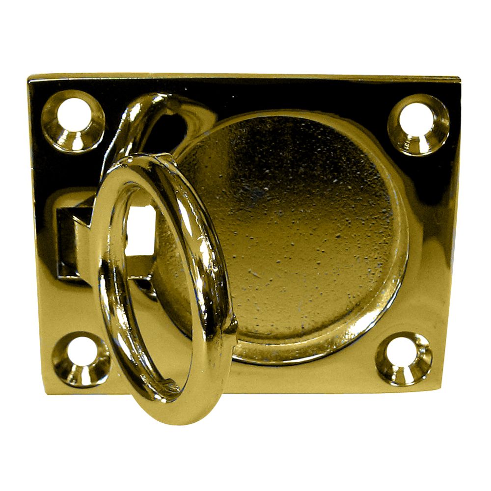 Image 1: Whitecap Flush Pull Ring - Polished Brass - 2" x 2-1/2"