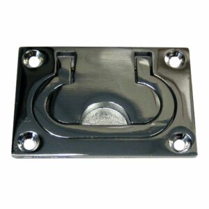 Image 1: Whitecap Flush Pull Ring - CP/Brass - 3" x 2"