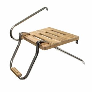 Image 1: Whitecap Teak Swim Platform w/Ladder f/Outboard Motors