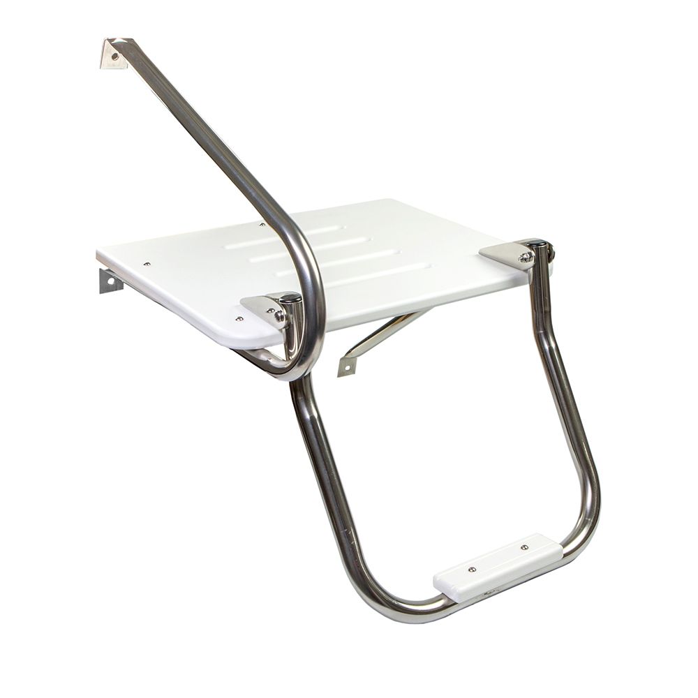 Image 1: Whitecap White Poly Swim Platform w/Ladder f/Outboard Motors