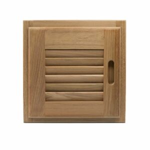 Image 1: Whitecap Teak Louvered Door & Frame - Right Hand - 12" x 12"