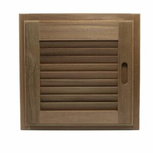 Image 1: Whitecap Teak Louvered Door & Frame - Right Hand - 15" x 15"