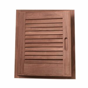 Image 1: Whitecap Teak Louvered Door & Frame - Left Hand - 15" x 15"