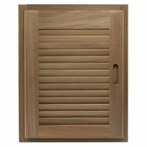 Image 1: Whitecap Teak Louvered Door & Frame - Right Hand - 15" x 20"