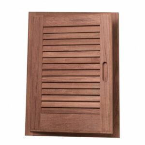 Image 1: Whitecap Teak Louvered Door & Frame - Left Hand - 15" x 20"