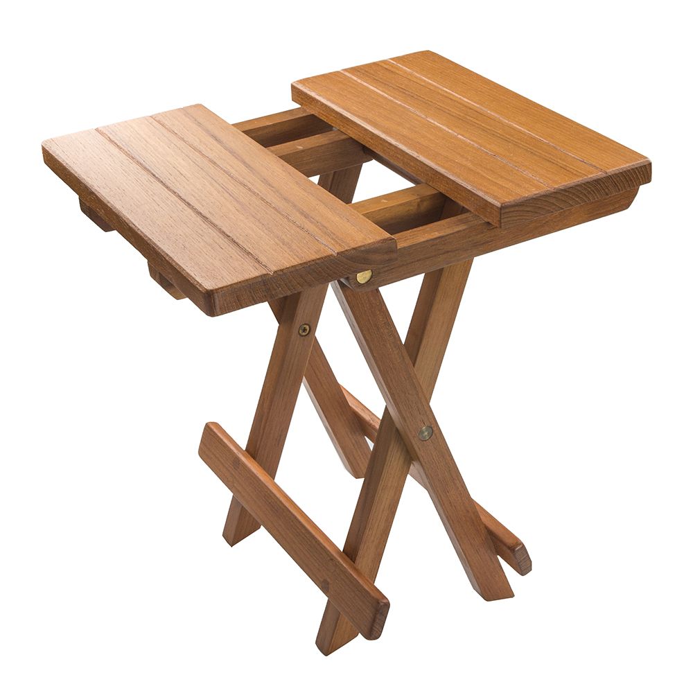 Image 2: Whitecap Teak Grooved Top Fold-Away Table/Stool