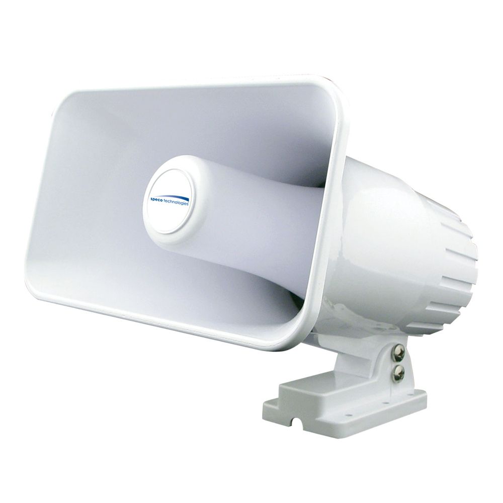 Image 1: Speco 4" x 6" Weatherproof PA Speaker Horn - White