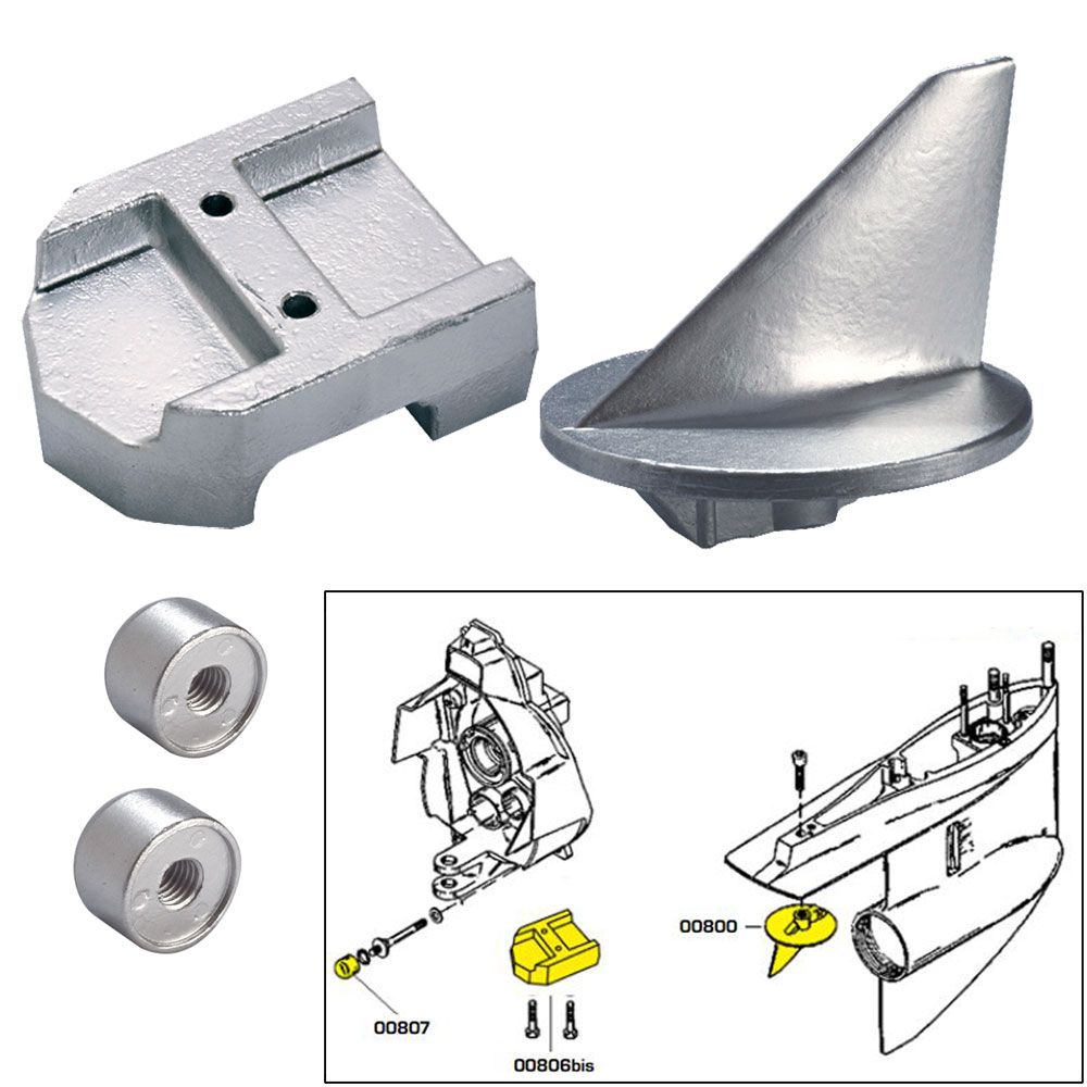 Image 1: Tecnoseal Anode Kit w/Hardware - Mercury Alpha 1 Gen 1 - Aluminum