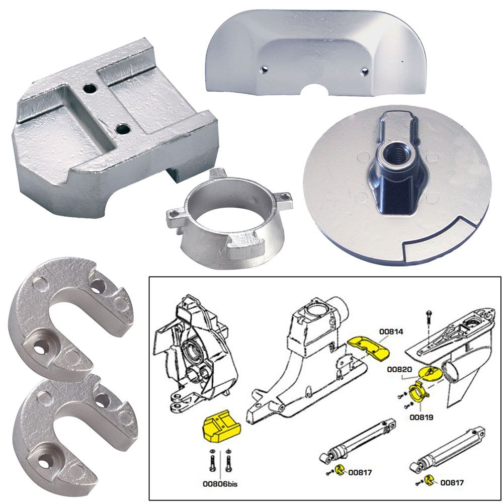 Image 1: Tecnoseal Anode Kit w/Hardware - Mercury Alpha 1 Gen 2 - Aluminum