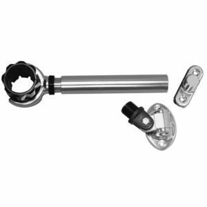 Image 1: Rupp Threaded Antenna Support w/6" Pipe Mount, Oval 4-Way Base & 1.5" Collar
