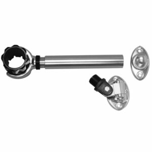 Image 1: Rupp Threaded Antenna Support w/6" Flat Mount, Oval 4-Way Base & 1.5" Collar