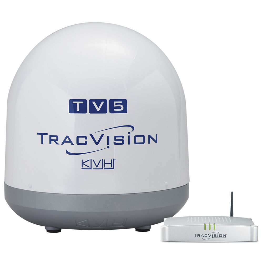 Image 1: KVH TracVision TV5 w/IP-Enabled TV-Hub & Linear Universal Quad-Output LNB w/Autoskew & GPS