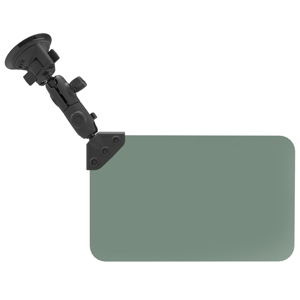 Image 1: RAM Mount Suction Cup Mount w/Dark Green Sun Visor - 50% Tint