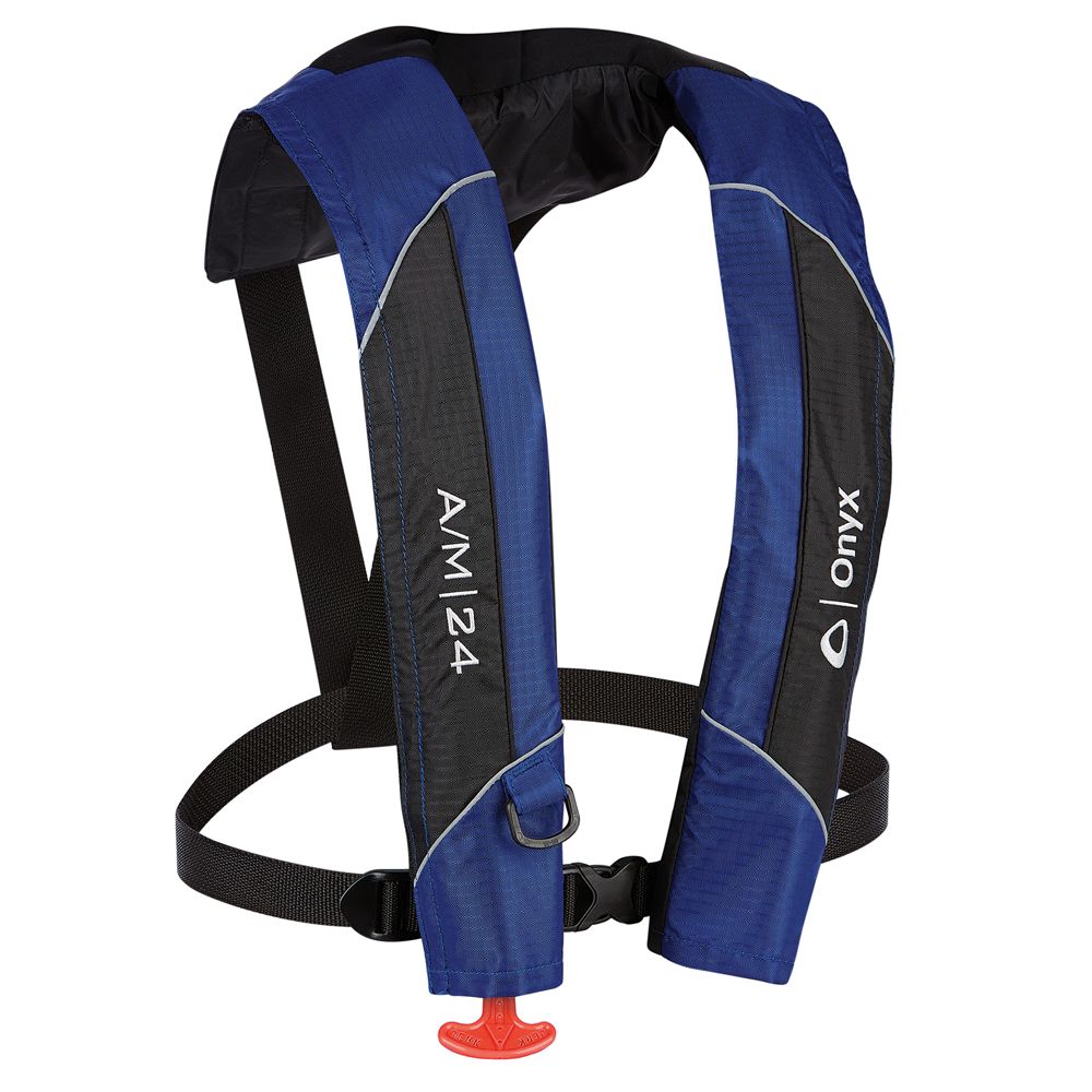 Image 1: Onyx A/M-24 Automatic/Manual Inflatable PFD Life Jacket - Blue