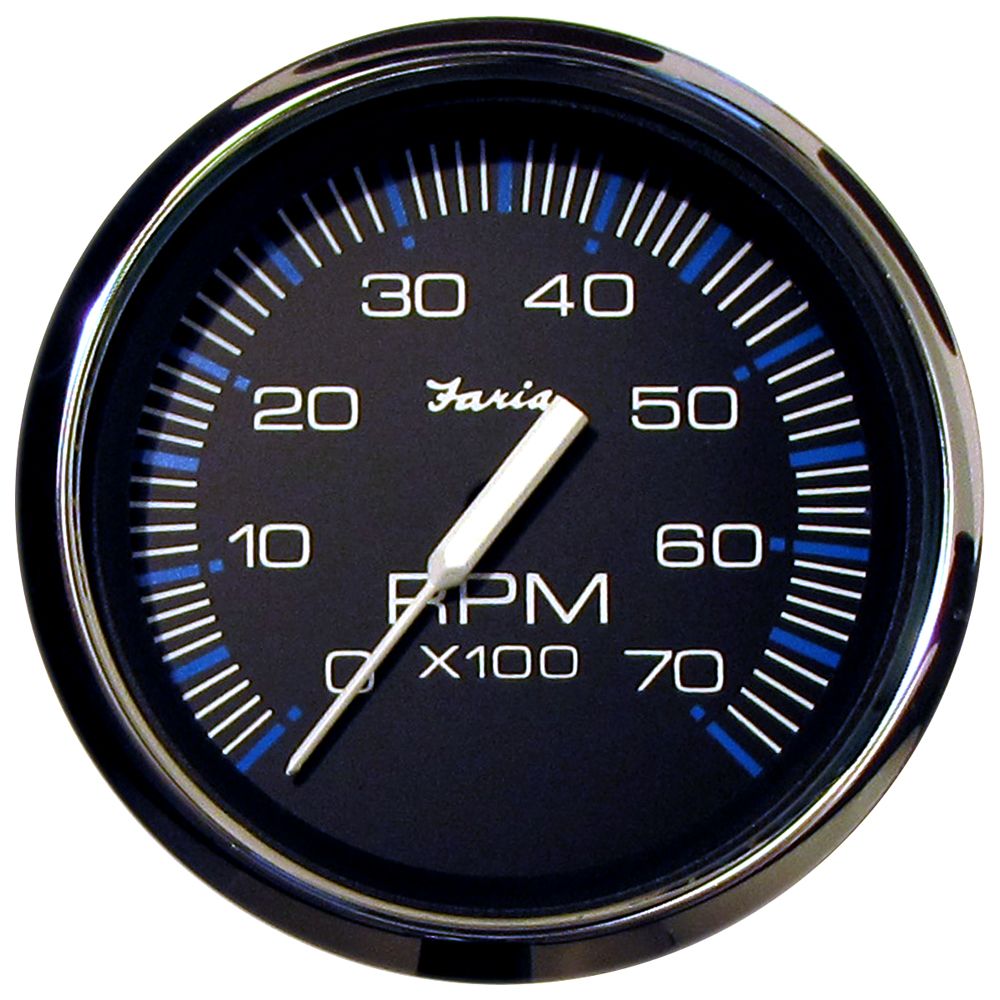 Image 1: Faria Chesapeake Black 4" Tachometer - 7000 RPM (Gas) (All Outboards)