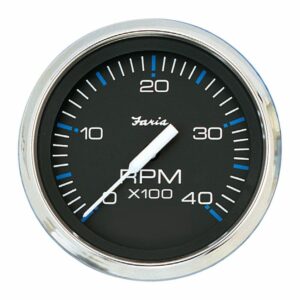 Image 1: Faria Chesapeake Black 4" Tachometer - 4000 RPM (Diesel)