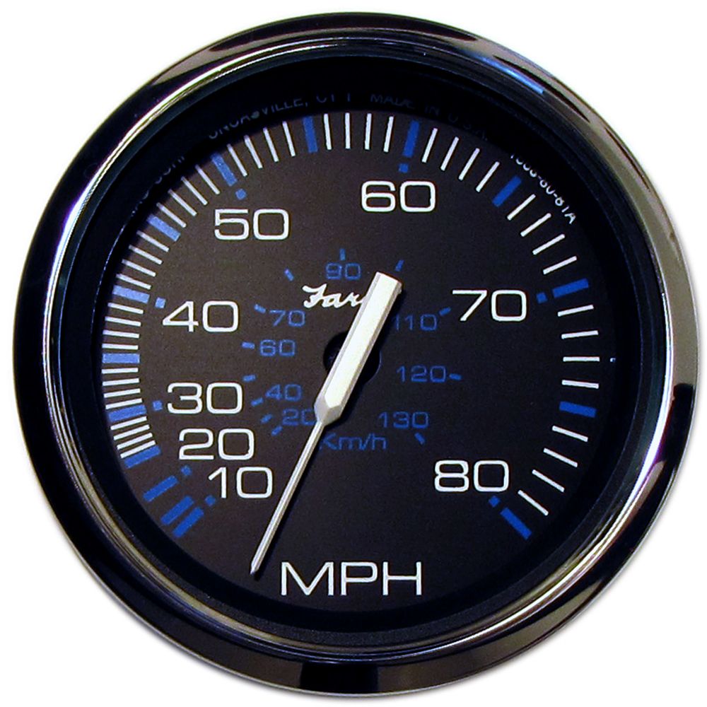 Image 1: Faria Chesapeake Black 4" Speedometer - 80MPH (Pitot)