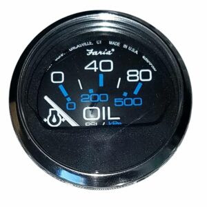 Image 1: Faria Chesapeake Black 2" Oil Pressure Gauge (80 PSI)