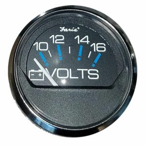 Image 1: Faria Chesapeake Black 2" Voltmeter (10-16 VDC)