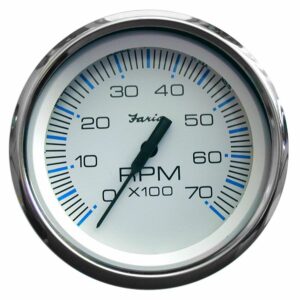 Image 1: Faria Chesapeake White SS 4" Tachometer - 7000 RPM (Gas) (All Outboards)