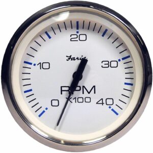 Image 1: Faria Chesapeake White SS 4" Tachometer - 4000 RPM (Diesel) (Magnetic Pick-Up)