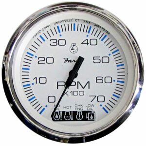 Image 1: Faria Chesapeake White SS 4" Tachometer w/Systemcheck Indicator - 7000 RPM (Gas) (Johnson/Evinrude Outboard)