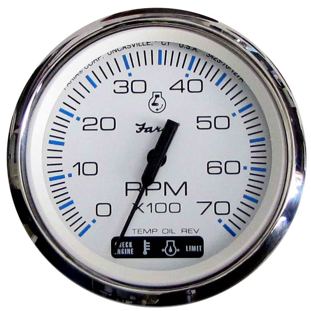 Image 1: Faria Chesapeake White SS 4" Tachometer w/Suzuki Monitor - 7000 RPM (Gas) (Suzuki Outboard)