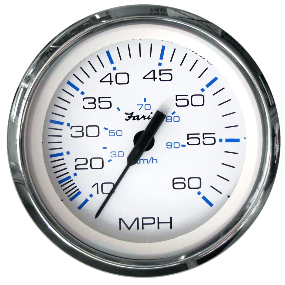 Image 1: Faria Chesapeake White SS 4" Speedometer - 60MPH (Pitot)