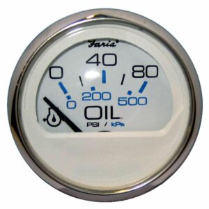 Image 1: Faria Chesapeake White SS 2" Oil Pressure Gauge (80 PSI)