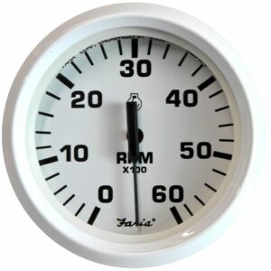 Image 1: Faria Dress White 4" Tachometer - 6000 RPM (Gas) (Inboard & I/O)