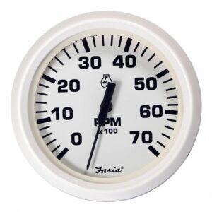Image 1: Faria Dress White 4" Tachometer - 7000 RPM (Gas) (All Outboards)