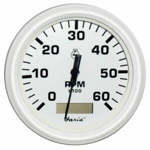 Image 1: Faria Dress White 4" Tachometer w/Hourmeter - 6000 RPM (Gas) (Inboard)