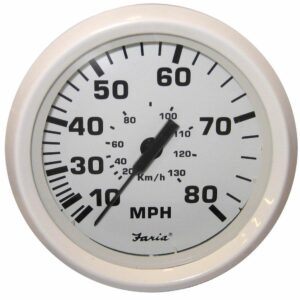 Image 1: Faria Dress White 4" Speedometer - 80MPH (Pitot)