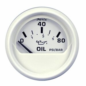 Image 1: Faria Dress White 2" Oil Pressure Gauge (80 PSI)