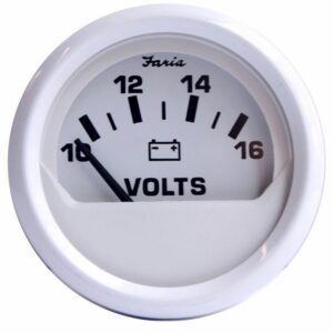 Image 1: Faria Dress White 2" Voltmeter (10-16 VDC)