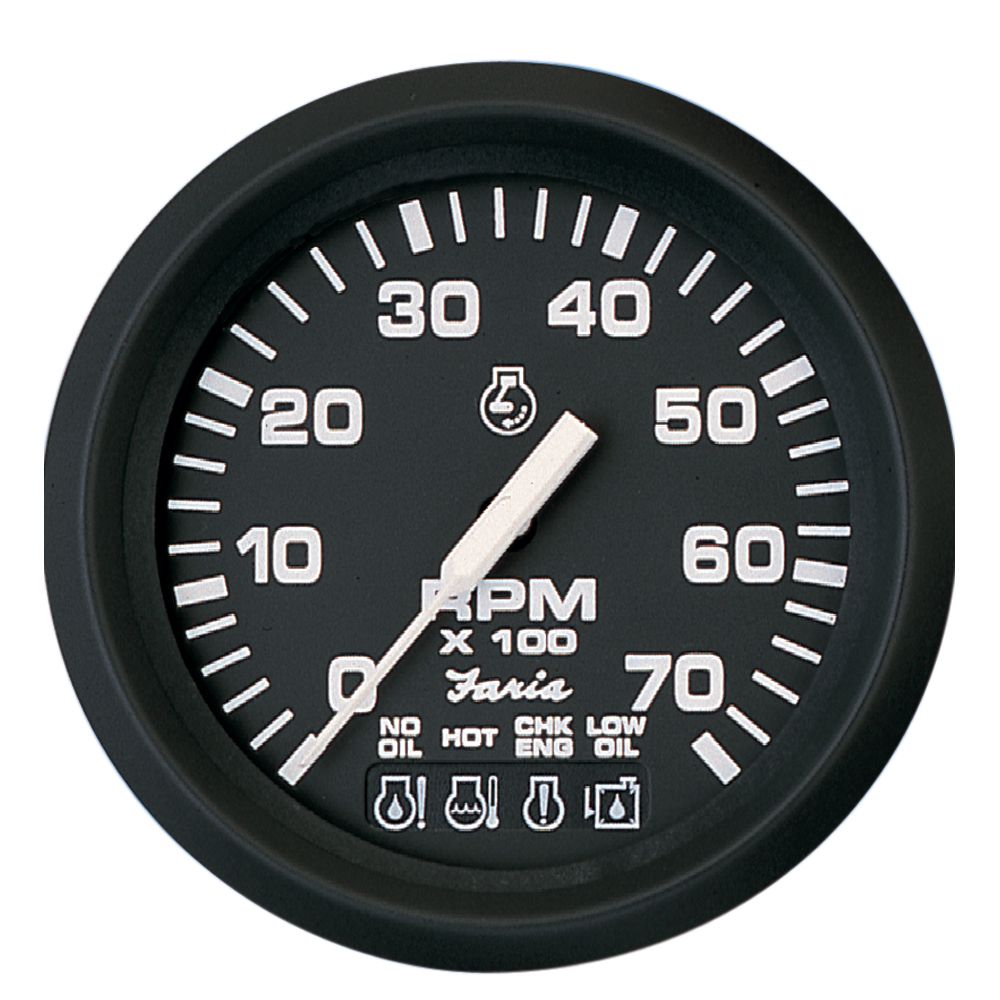 Image 1: Faria Euro Black 4" Tachometer w/Systemcheck 7000 RPM (Gas) f/ Johnson / Evinrude Outboard)