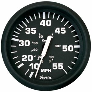 Image 1: Faria Euro Black 4" Speedometer - 55MPH (Pitot)