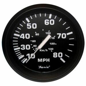 Image 1: Faria Euro Black 4" Speedometer - 80MPH (Pitot)