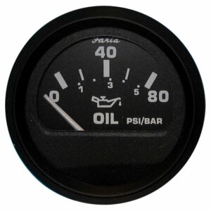 Image 1: Faria Euro Black 2" Oil Pressure Gauge (80 PSI)