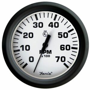 Image 1: Faria Euro White 4" Tachometer 7000 RPM (Gas) (Outboards)