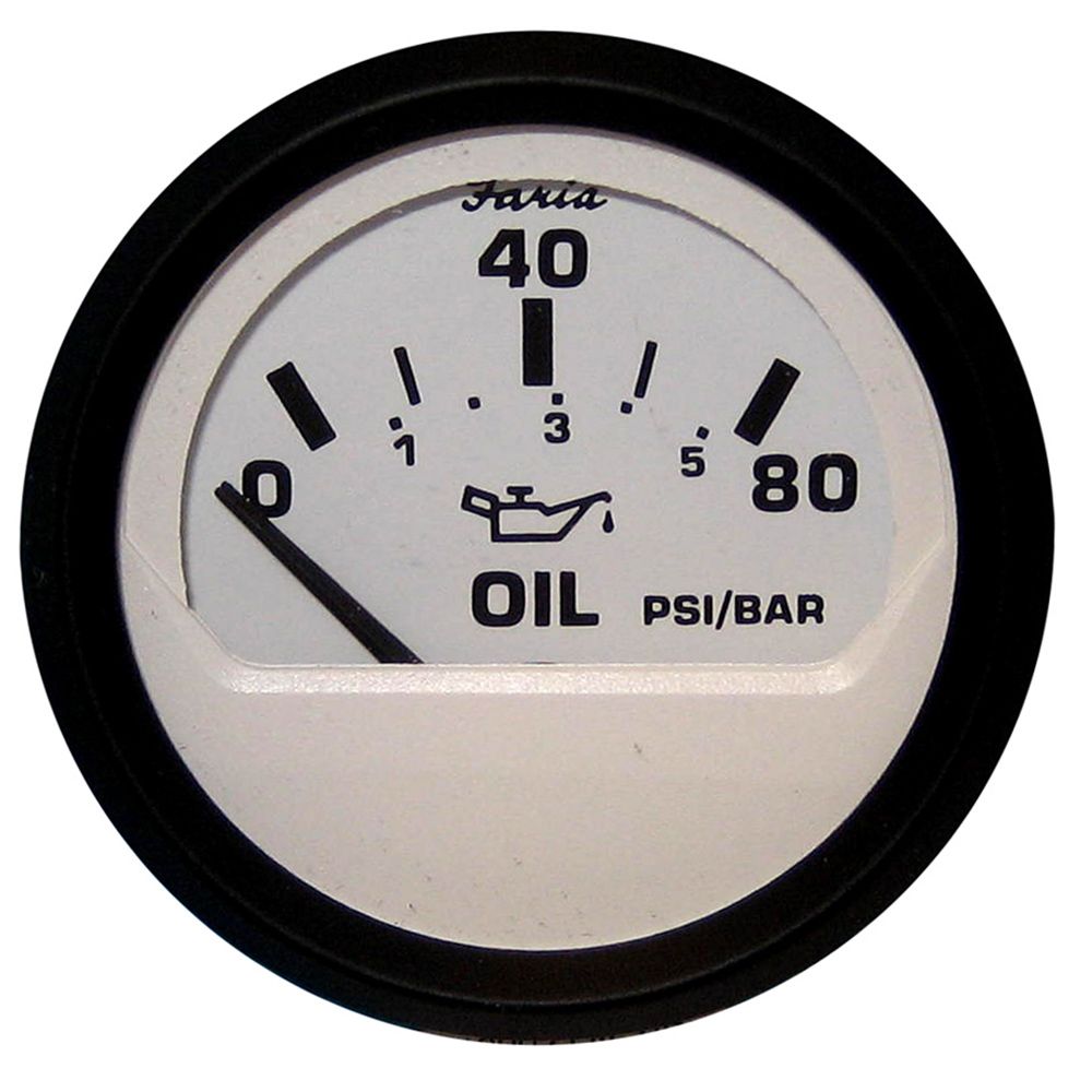 Image 1: Faria Euro White 2" Oil Pressure Gauge (80 PSI)