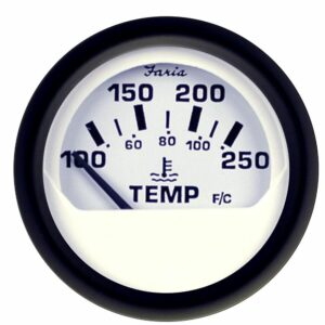 Image 1: Faria Euro White 2" Water Temperature Gauge (100-250°F)
