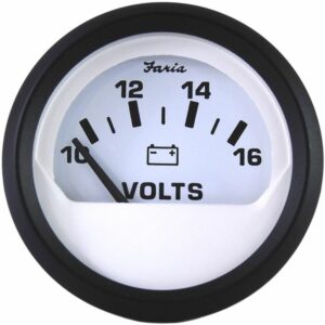 Image 1: Faria Euro White 2" Voltmeter (10-16 VDC)