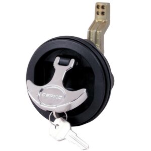 Image 1: Perko Surface Mount & Latch -  Black Body, Chrome Handle, Offset Cam Bar, 3/4" - 2-3/8"