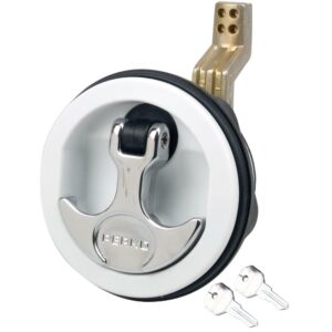 Image 1: Perko Surface Mount & Latch - White Body, Chrome Handle, Offset Cam Bar, 3/4" - 2-3/8"