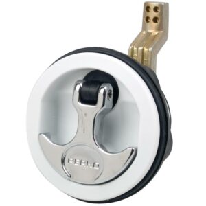 Image 1: Perko Flush Latch - Surface Mount Offset Cam Bar - 2.5" Hole - White