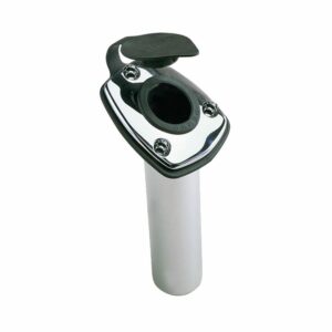 Image 1: Perko Fishing Rod Holder - 65° Angled Flush Mount - Chrome Plated Zinc