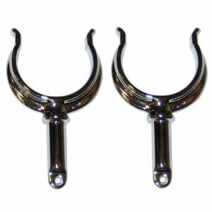 Image 1: Perko Ribbed Type Rowlock Horns - Chrome Plated Zinc - Pair