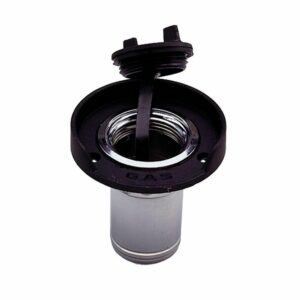 Image 1: Perko Gas Fill f/1-1/2" Hose - Chrome Plated Zinc, Black Flange
